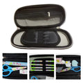 Large blue stationery box by Everything Baby, three-layer multifunctional pencil case for kids, with compartments for pens and supplies.