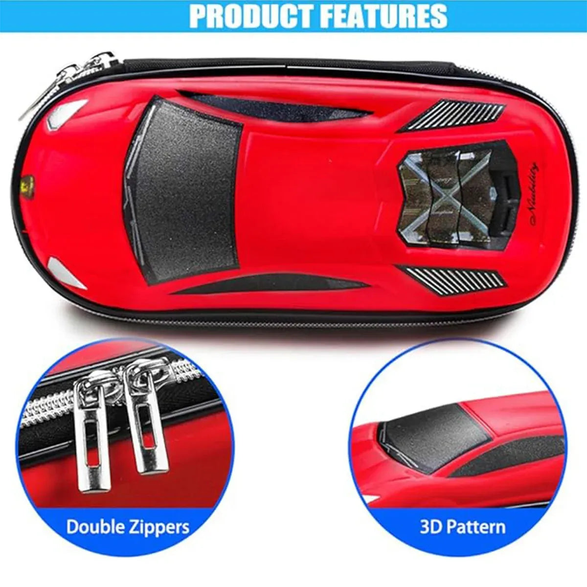 Large red three-layer stationery box from Everything Baby, multifunctional pencil case with ample space for pens and school supplies.