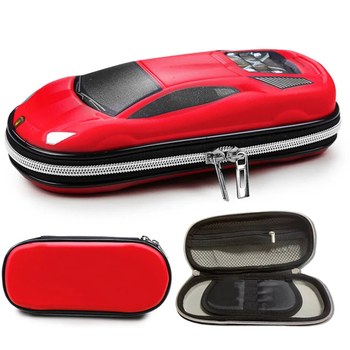 Red three-layer stationery box from Everything Baby, spacious multifunctional pencil case with multiple compartments for kids.