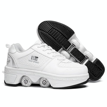 Versatile Double Row Rune Roller Skates - Size 42 - Low-Top Without Light (White)