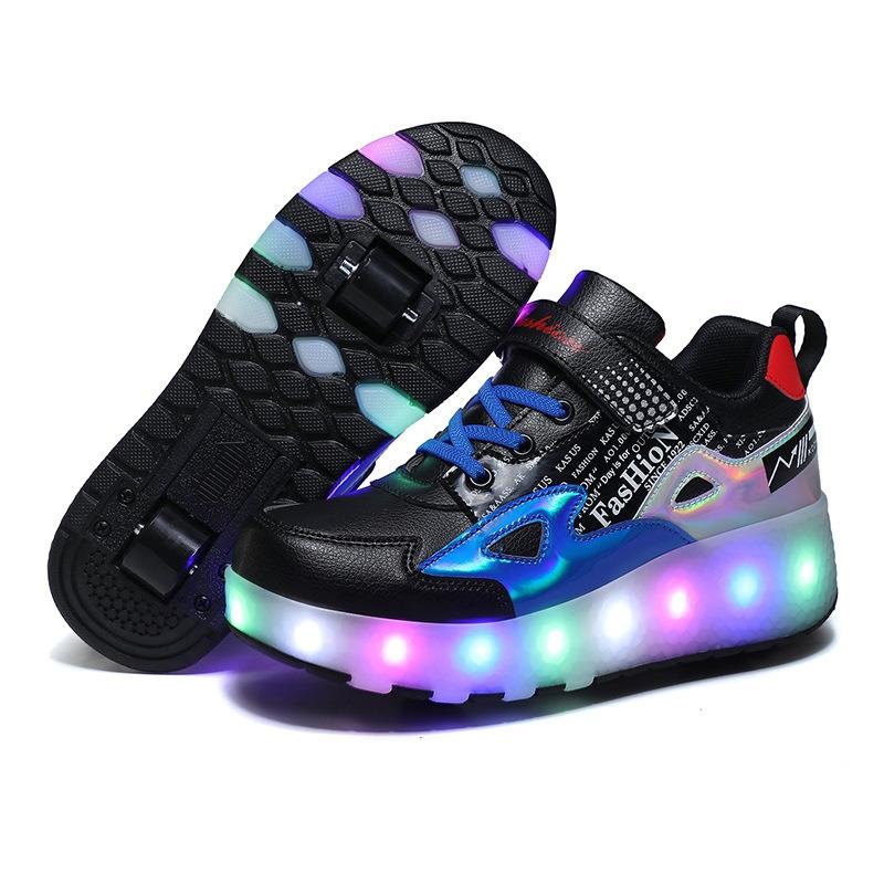 Rechargeable Light Skating Shoes - Size 40 for Kids on Wheels - Pink
