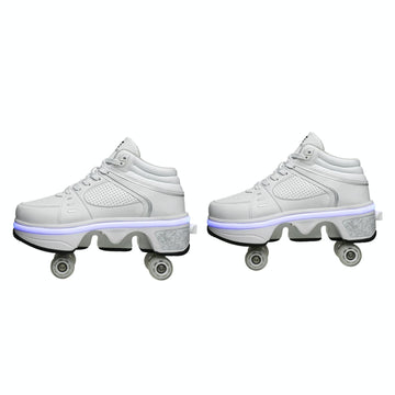 Versatile Double Row Rune Roller Skates - Size 39 - High-Top With Light (White)