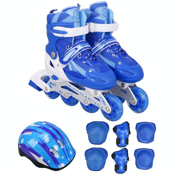 Flash Straight Row Roller Skating Shoes Suit for Kids and Adults - Medium Size - Pink