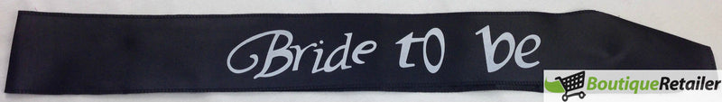 HEN'S NIGHT SASH Party Girls Wedding Bridesmaid Bridal Bride To Be Satin Sashes - Bride To Be (Black)