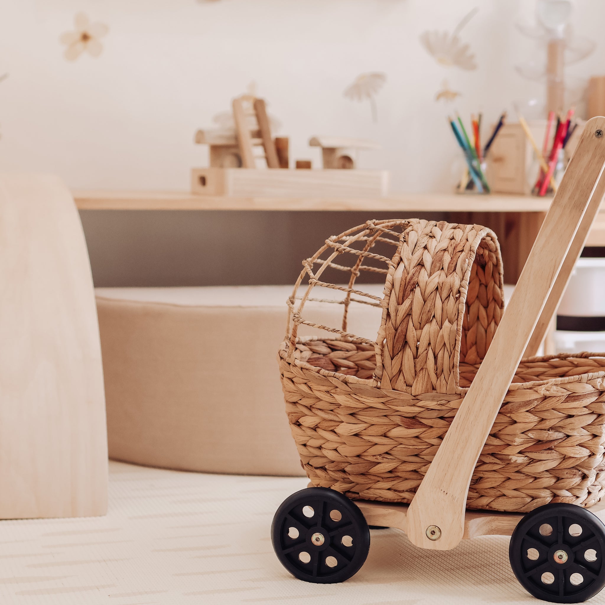 Water Hyacinth Doll Pram walker and play set
