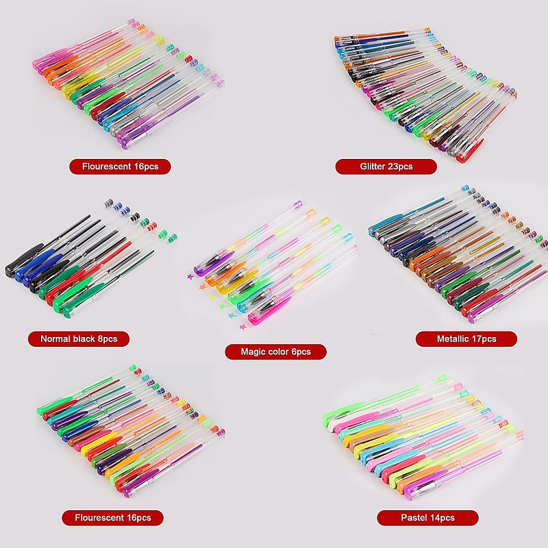 Glitter Gel Pens (100 pack) with 2.5X More Ink - Craft, Kids & Adult Colouring