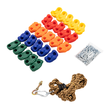 Jungle Gym Rock Climbing Holds Kids Wall Mounting Hardware Knotted Rope 25 Handles Playground