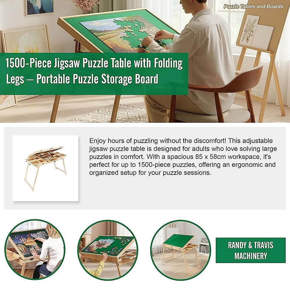 Portable 1500-piece jigsaw puzzle table with folding legs, ideal for kids' activity and puzzle storage by Everything Baby.