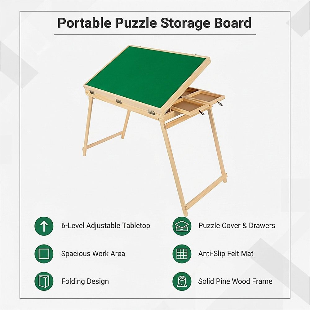 Foldable 1500-piece jigsaw puzzle table with storage and portable design, ideal for kids' activity and puzzle play.