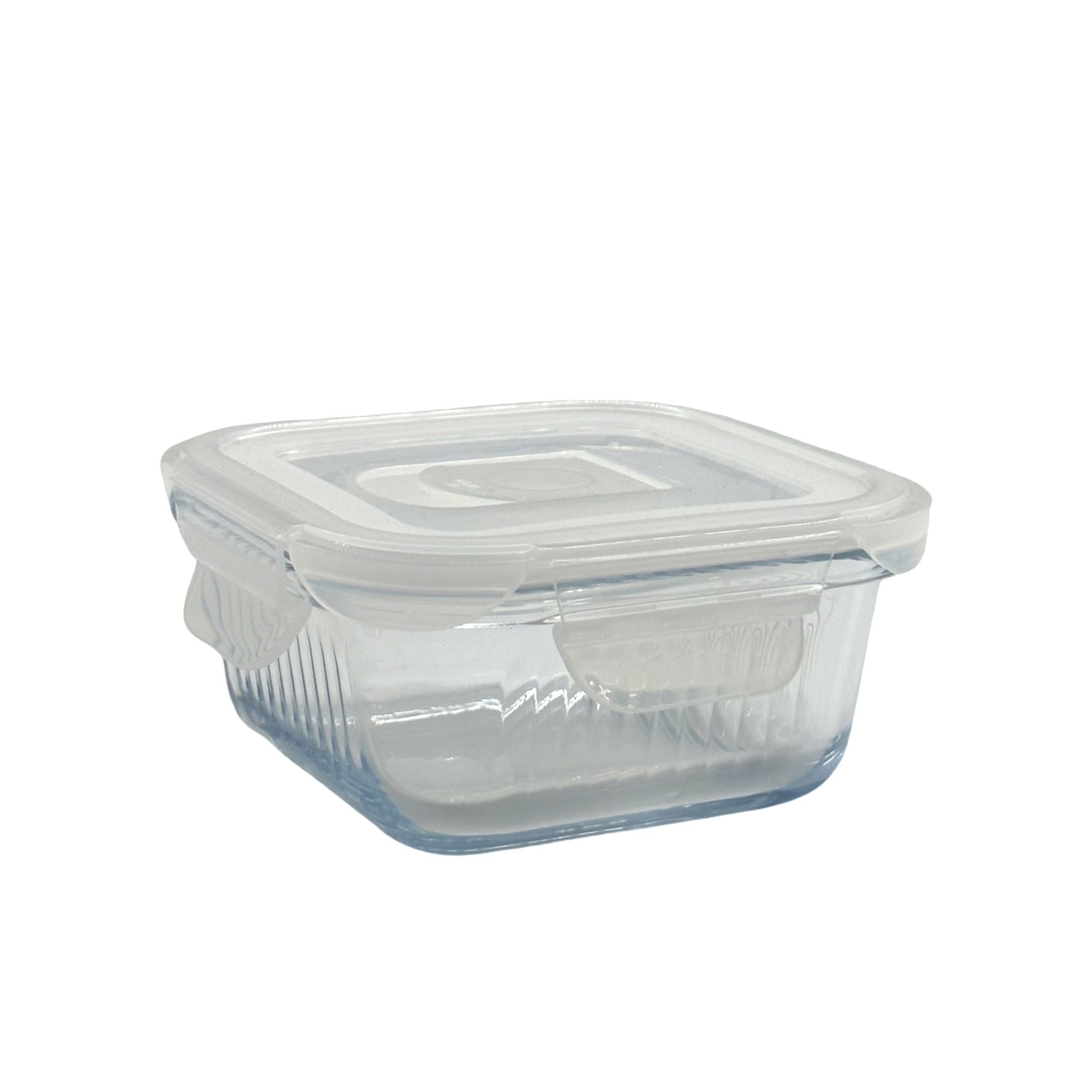 bulk 24 Borosilicate Glass Container W Lid Square 320ml 12x7cm