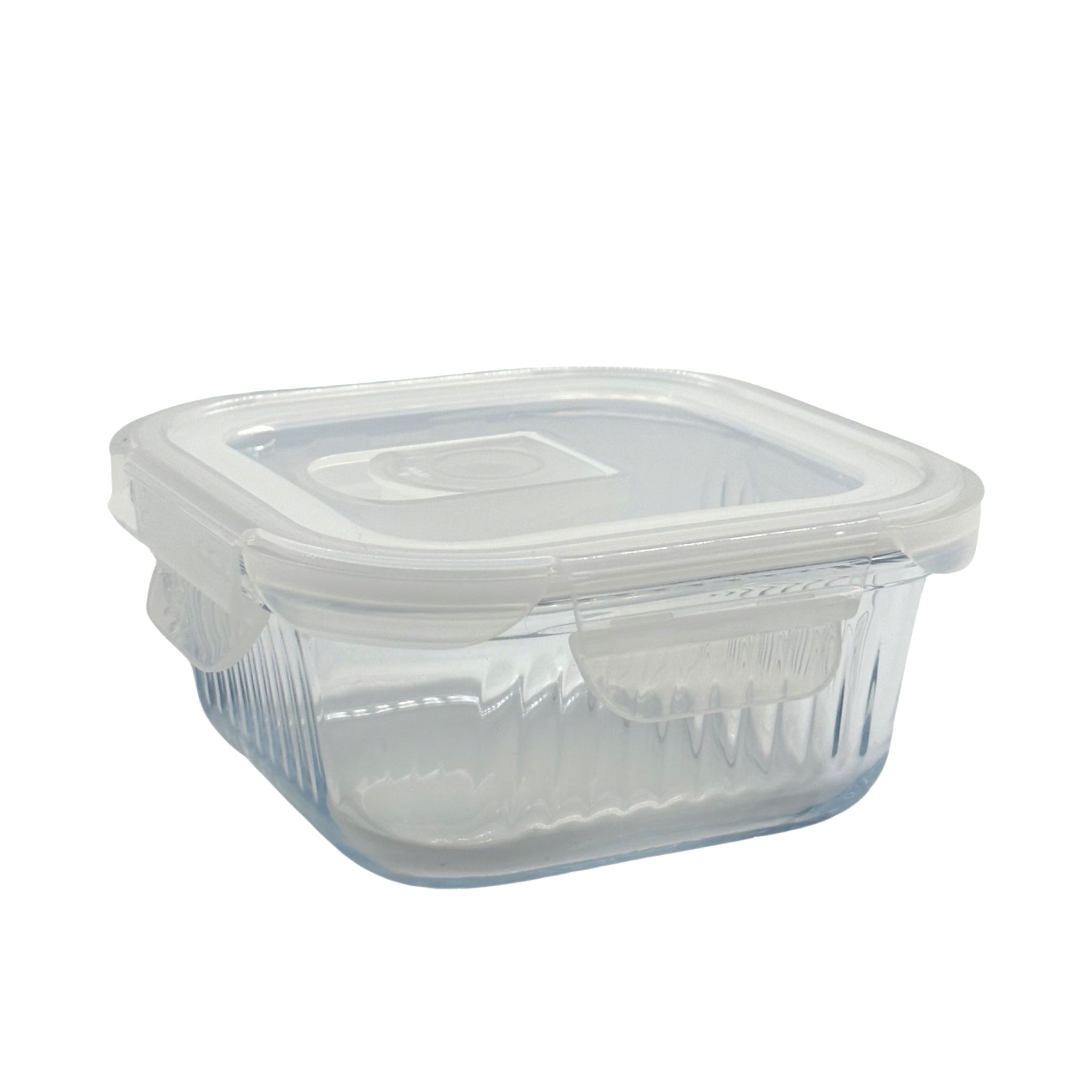 bulk 24 Borosilicate Glass Container W Lid Square 520ml 14x7cm