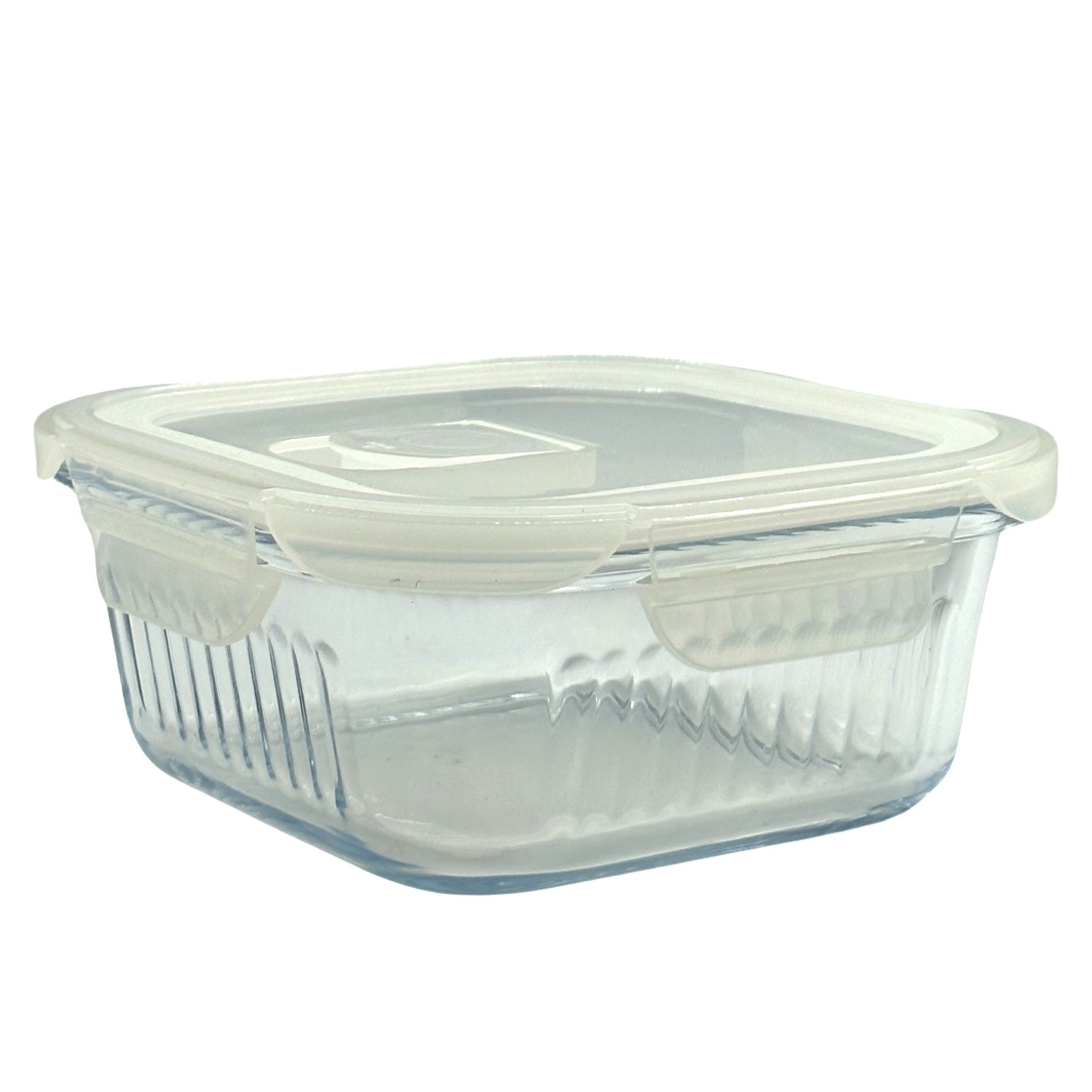 bulk 12 Borosilicate Glass Container W Lid Square 800ml 16x8cm