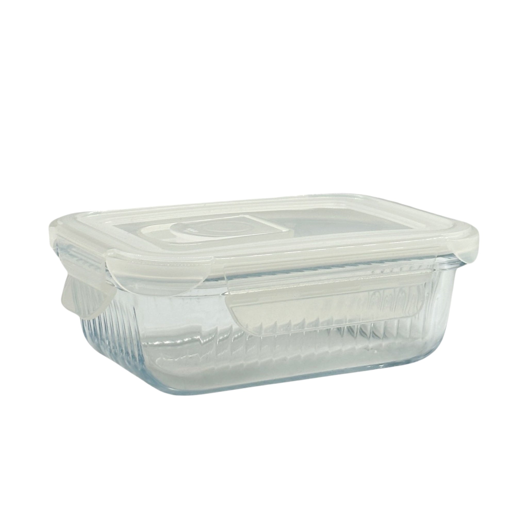 bulk 24 Borosilicate Glass Container W Lid Rect 370ml 15x6cm