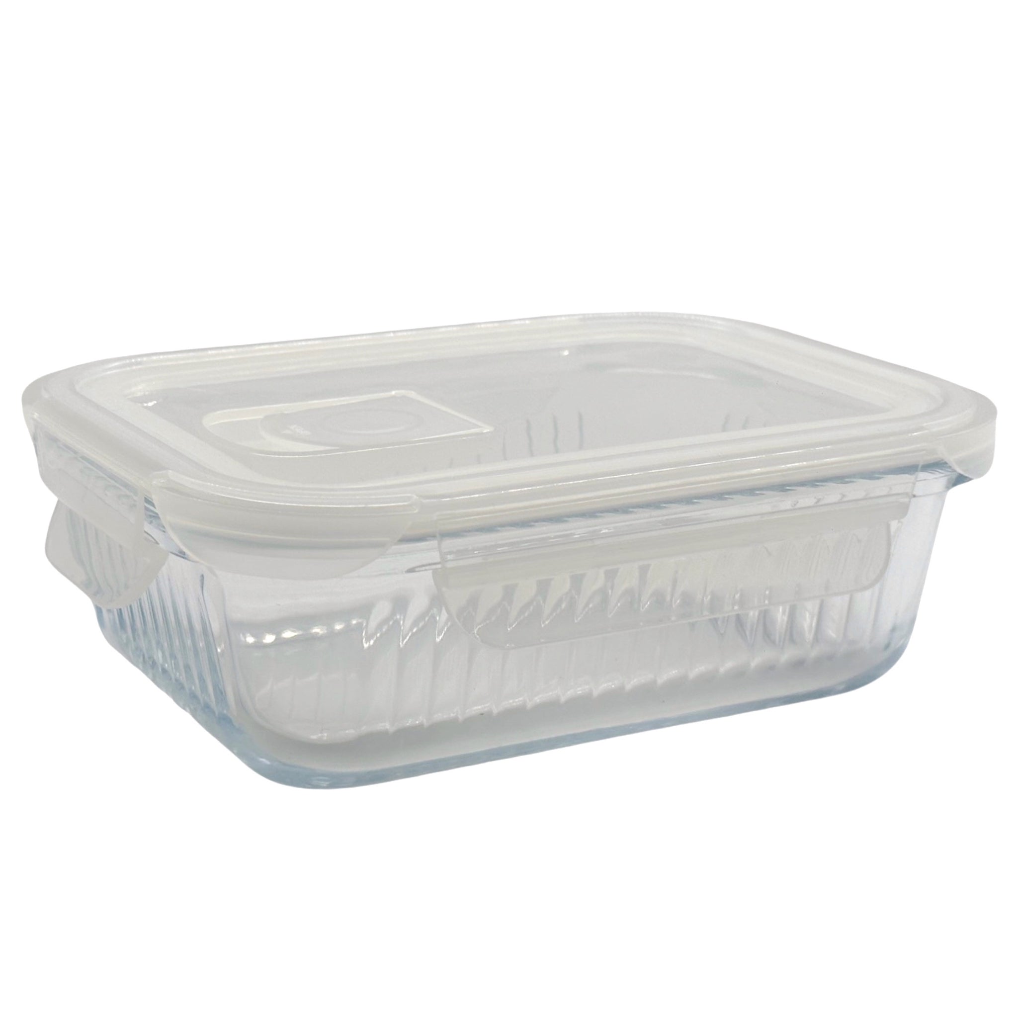 bulk 12 Borosilicate Glass Container W Lid Rect 1040ml 20x8cm