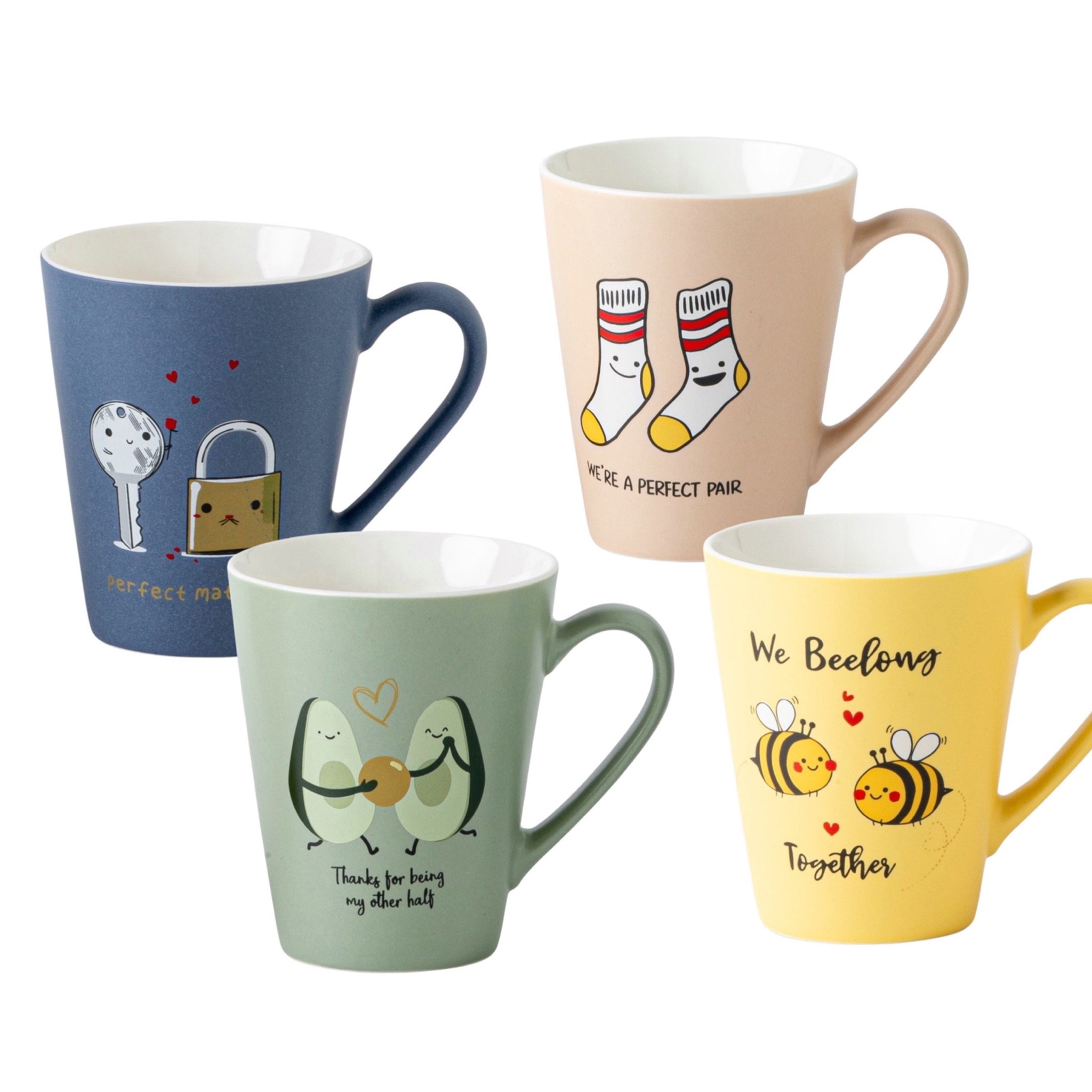 bulk 24 Bonding Designs New Bone China Mug 310ml 4 Assorted