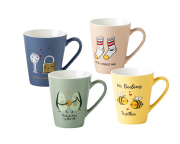 bulk 24 Bonding Designs New Bone China Mug 310ml 4 Assorted