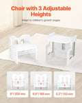 White Montessori weaning table and chair set for toddlers with chalkboard, perfect for reading and eating, by Everything Baby.