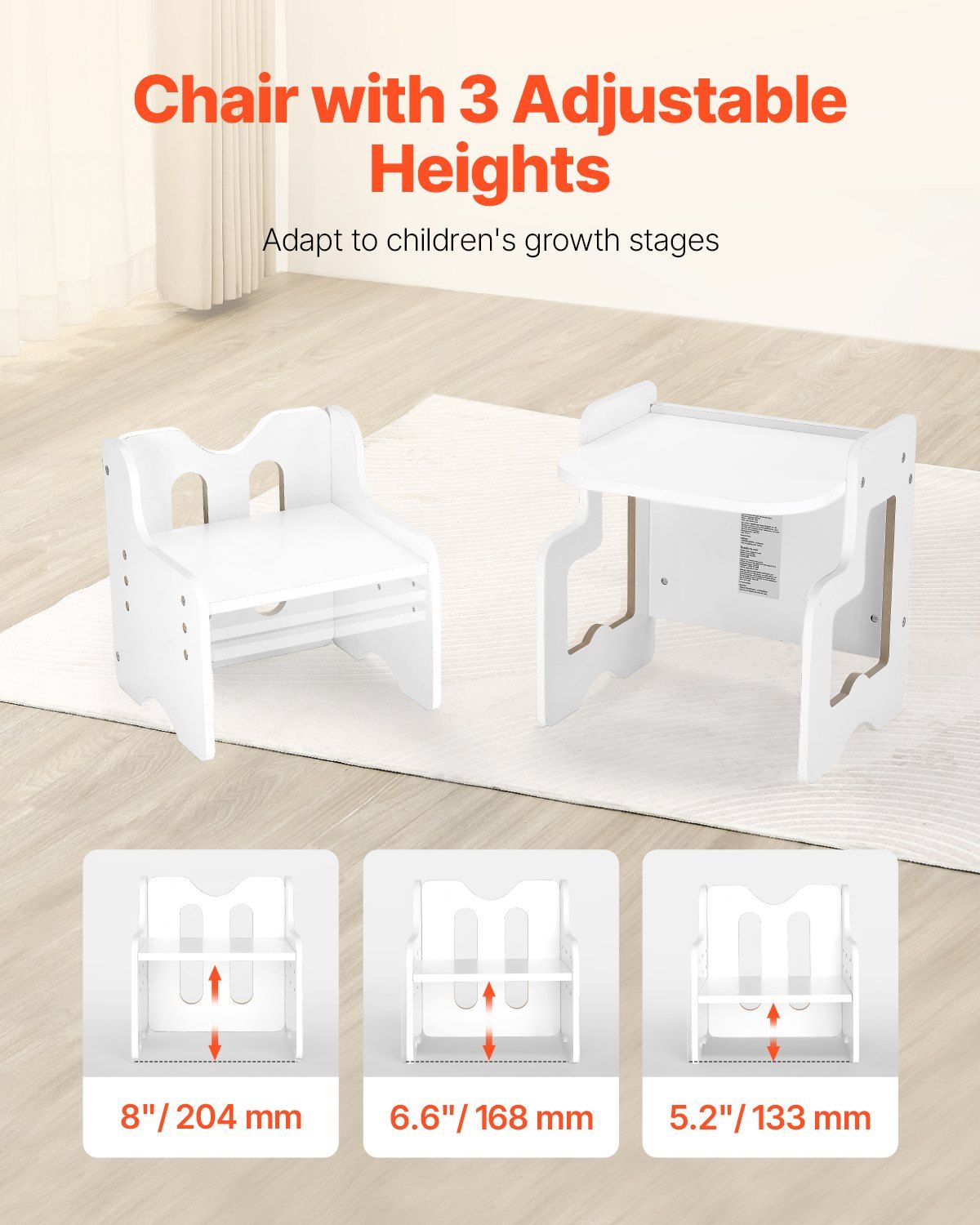 White Montessori weaning table and chair set for toddlers with chalkboard, perfect for reading and eating, by Everything Baby.