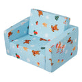 Sky blue kids' 2-in-1 toddler couch and sofa bed by Everything Baby, convertible lounge chair for kids' playroom or bedroom.