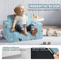Sky blue 2-in-1 kids couch and toddler sofa bed from Everything Baby, convertible toddler chair and lounger for kids' room.