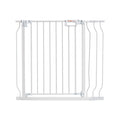 White baby gate for stairs and doorways, extra wide 749-990mm and 762mm high, safety gate for kids and dogs by Everything Baby.
