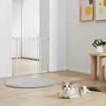 White baby gate by Everything Baby, 749-990 mm wide and 762 mm high, for stairs and doorways, safety gate for kids and pets.