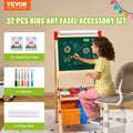 32-piece Kids' art easel accessory set with chalks, dry-erase markers, and paper rolls for children's art and drawing activities.