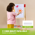 Kids' art easel accessory set by Everything Baby with chalks, dry-erase markers, and paper rolls for children's drawing and painting activities.