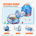 Royal blue 3-in-1 kids play tent with tunnel by Everything Baby, featuring a rocket theme for boys, girls, babies, and toddlers.