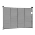 Gray retractable baby gate made of mesh, extends up to 1400 mm wide, ideal for doorways, hallways, and playrooms by Everything Baby.