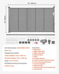 Gray retractable baby gate by Everything Baby, 870mm tall, extends to 1400mm, mesh safety gate for doorways and play areas.