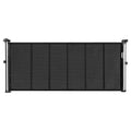 Black retractable mesh baby gate, 870mm tall and extendable to 1800mm wide, safety gate for stairs, doorways, and hallways.