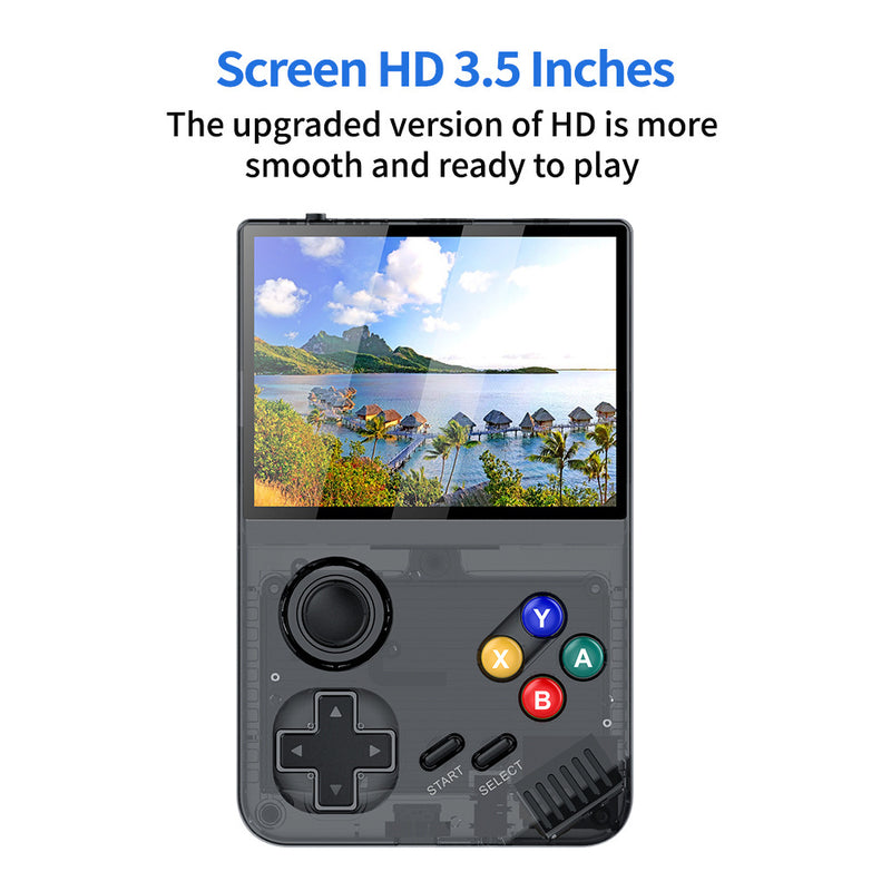 128G Grey MPOWN M19 Handheld Gaming Console - Retro Arcade & PSP Emulator, 3.5-Inch HD Screen, TV Connectivity, Portable 3D Gaming Device