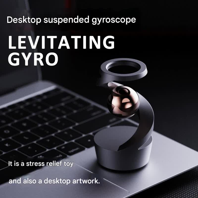 Desktop Levitating Gyro,Magnetic Floating Desk Toy for Stress Relief, Elegant Design-black