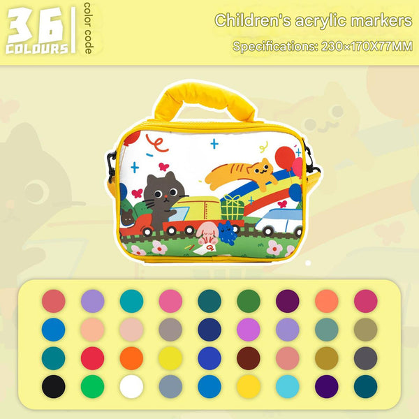 36 colors Kids Double-Layer Marker Set with Carry Case - Portable Art Supply Organizer Bag