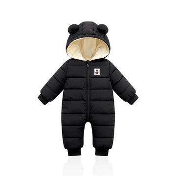 Suitable For Height 66cm Black Baby & Toddler Hooded Padded Snowsuit - Fleece Lined Winter Romper Outerwear