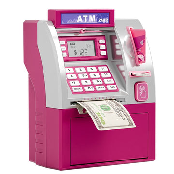 Kids ATM Savings Bank - Electronic Piggy Bank with Debit Card, PIN(Pink)