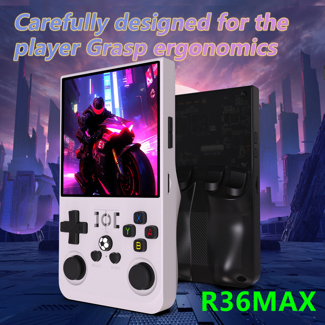 R36MAX Handheld Retro Game Console - 4.0 IPS Screen Open Source Linux 4000mAh Battery 30+ Emulators(white)"
