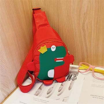 Red Kids Cartoon Dinosaur Chest Bag Cute Lightweight Nylon Crossbody Shoulder Pack for Toddlers Outings and Travel New Arrival Gift