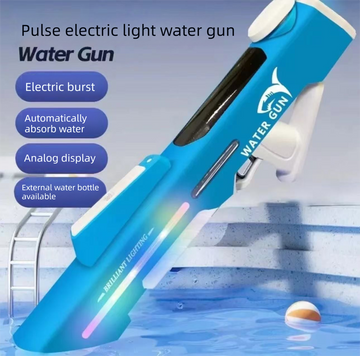 Electric Water Gun Auto Refill 46cm Blue Pulse Blaster High Pressure Toy with Manual & Electric Dual Mode for Kids & Adults