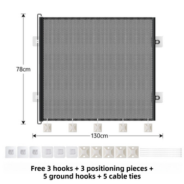 78X130CM Black Retractable Mesh Safety Gate for Pets & Babies - Scratch-Resistant Indoor/Outdoor Security Barrier, No-Drill Installation