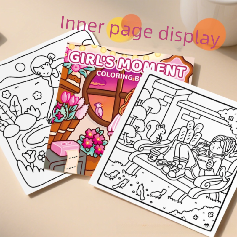 Relaxing Lifestyle Colouring Book by Everything Baby featuring detailed everyday scenes for kids' art and drawing projects.