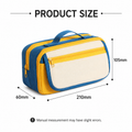 Yellow multi-layer pencil case with handle from Everything Baby, featuring compartments, magnetic front pocket, ideal for kids' stationery.