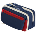 Red large capacity multi-layer pencil case with handle, magnetic front pocket, and multiple compartments for kids' stationery storage.