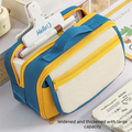 Red large capacity multi-layer pencil case with handle, compartments, and magnetic front pocket, designed for kids' stationery storage.