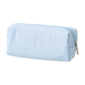 Large blue and white striped pencil case by Everything Baby, fabric stationery pouch with zipper for pens and pencils.