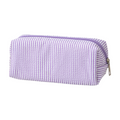 Large purple and white striped pencil case by Everything Baby with smooth zipper, ideal for pens, pencils, and stationery storage.