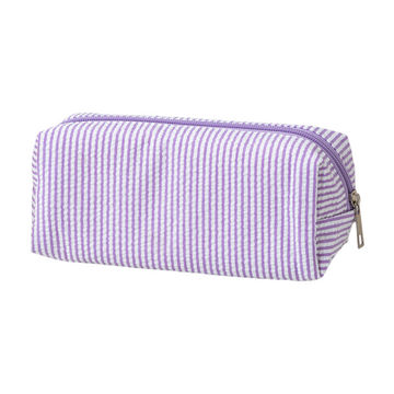 Large purple and white striped pencil case by Everything Baby with smooth zipper, ideal for pens, pencils, and stationery storage.