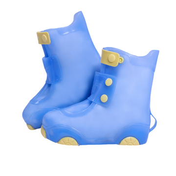 Blue Waterproof Pull-On Rain Overshoes (2XL)- Wide Entry Shoe Protectors with Multi-Snap Adjustment, Deep Grip Tread and Reinforced Sole for Wet Weather and Outdoor Activities