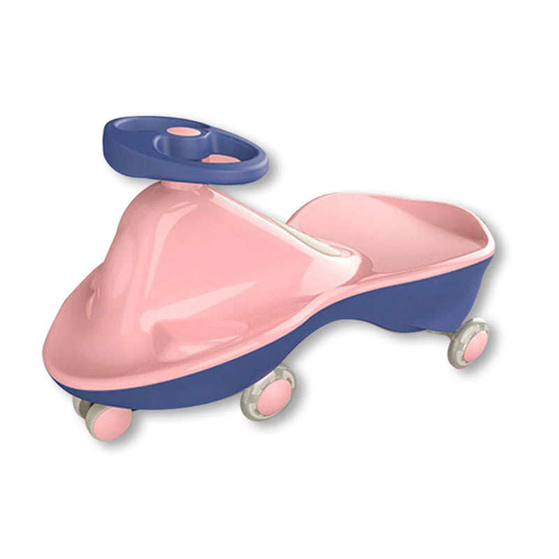 Pink Rococo Glide Walker Swing Car for kids, Italian designer ride-on toy from Everything Baby, outdoor toy with twist-car features.